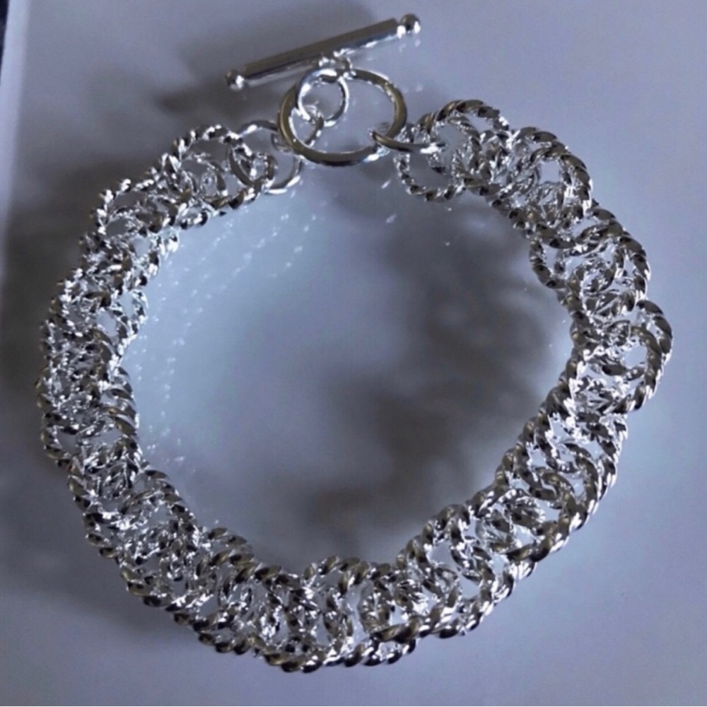 Sterling Silver Woven Toggle Bracelet